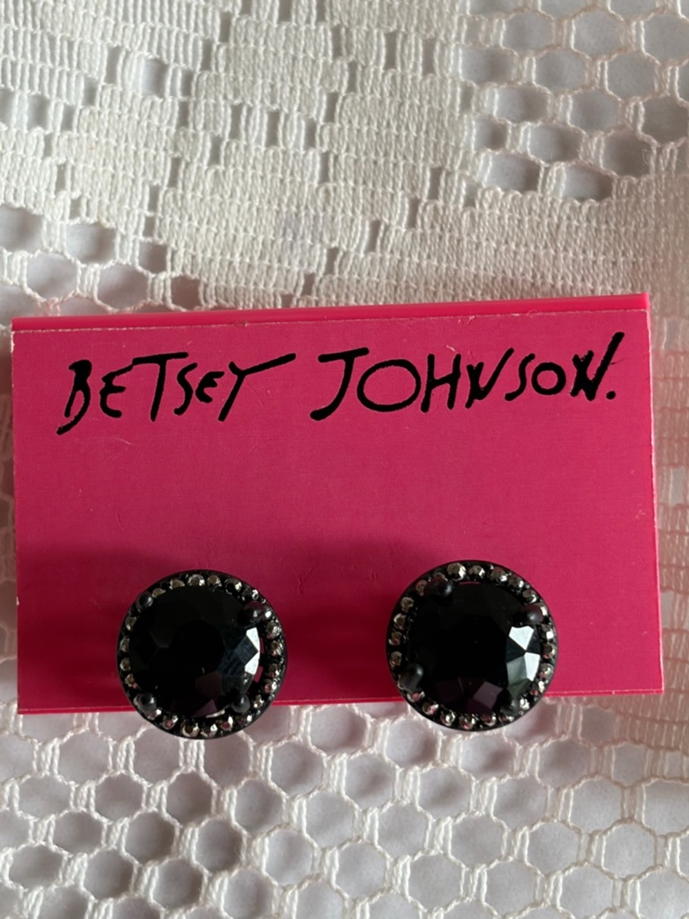 🖤✨Betsey Johnson NWT Black Crystal Halo Stud Earrings - Gothic Glam✨🖤